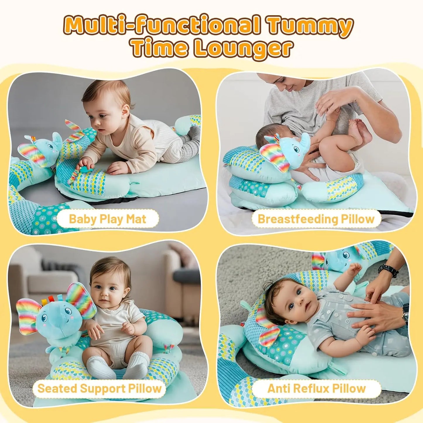 3-in-1 Baby Tummy Time Mat & Pillow