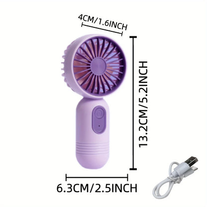 Mini Portable Handheld Fan: 3-Speed USB Rechargeable