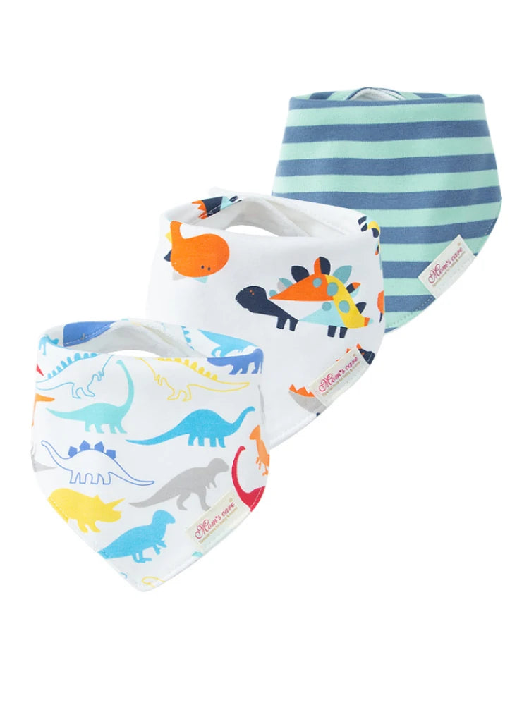 Comfy & Adjustable 3-Pack Cotton Baby Feeding Bibs