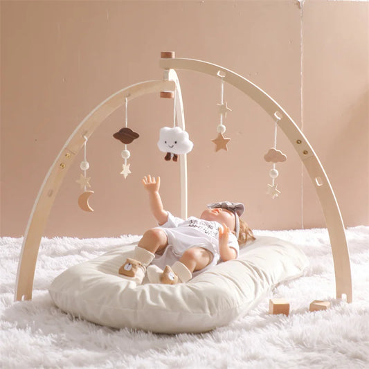 Wooden Baby Gym Frame with Montessori Crochet Celestial Toys