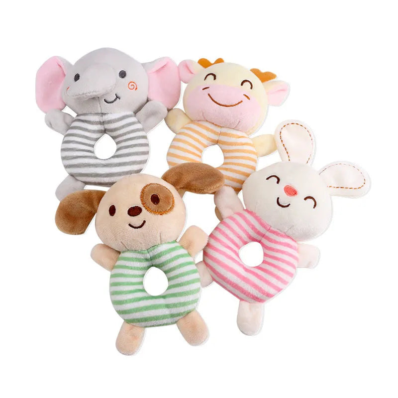 Plush Cartoon Animal Baby Rattle & Hand Ring Toy (0-24 Months)