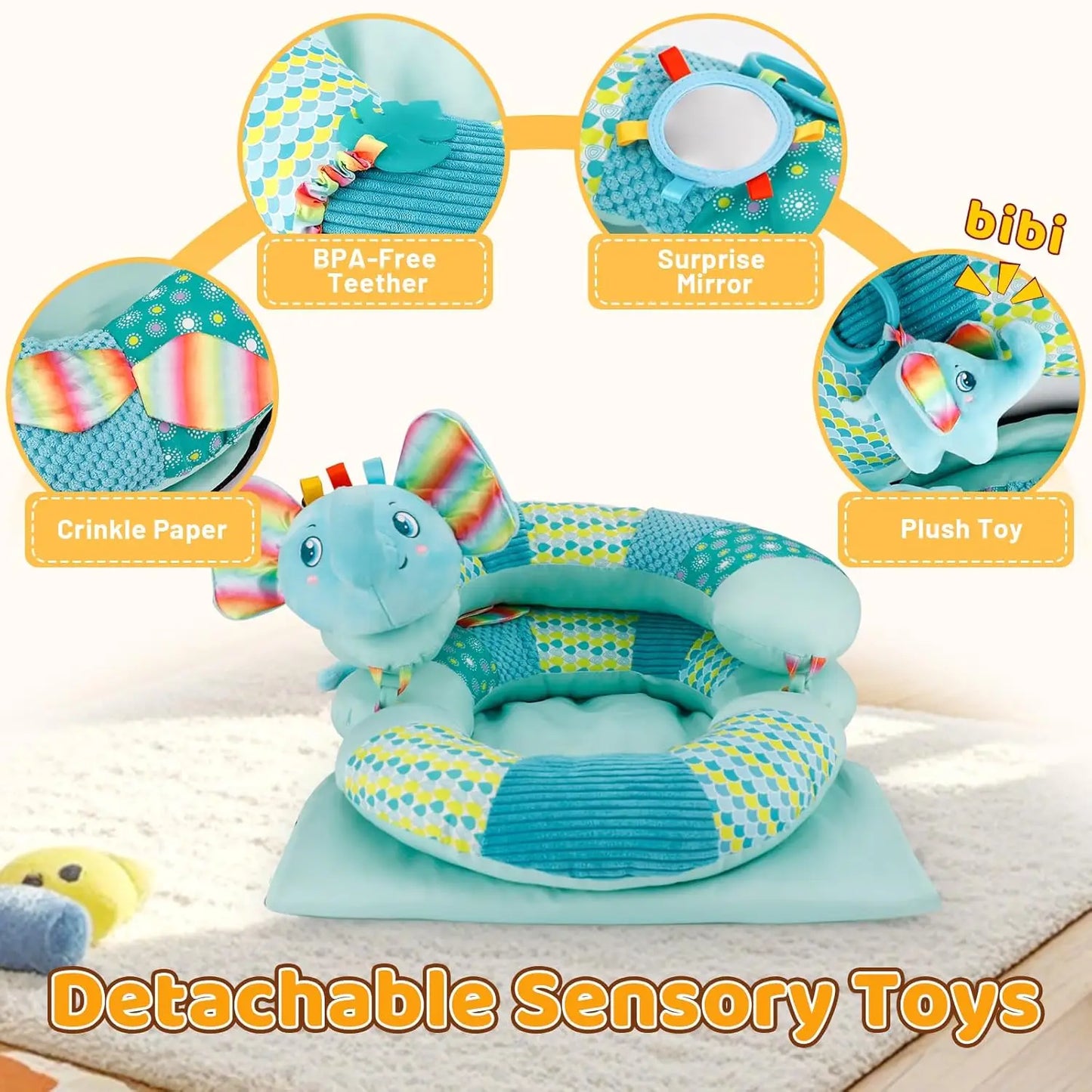 3-in-1 Baby Tummy Time Mat & Pillow