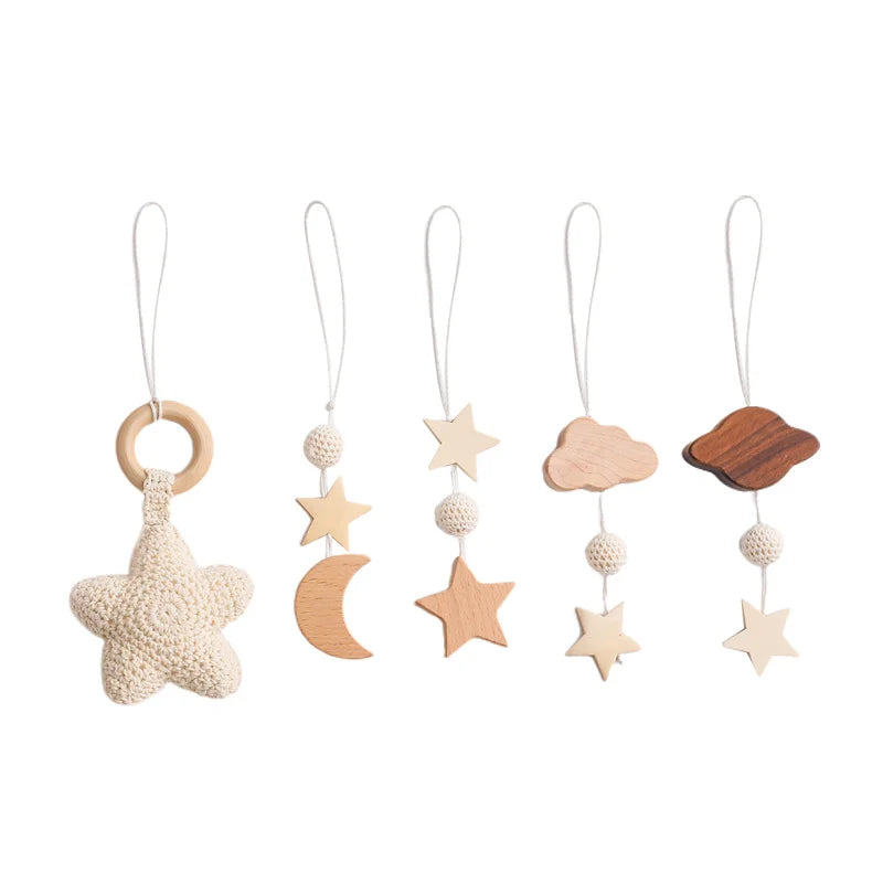 Wooden Baby Gym Frame with Montessori Crochet Celestial Toys
