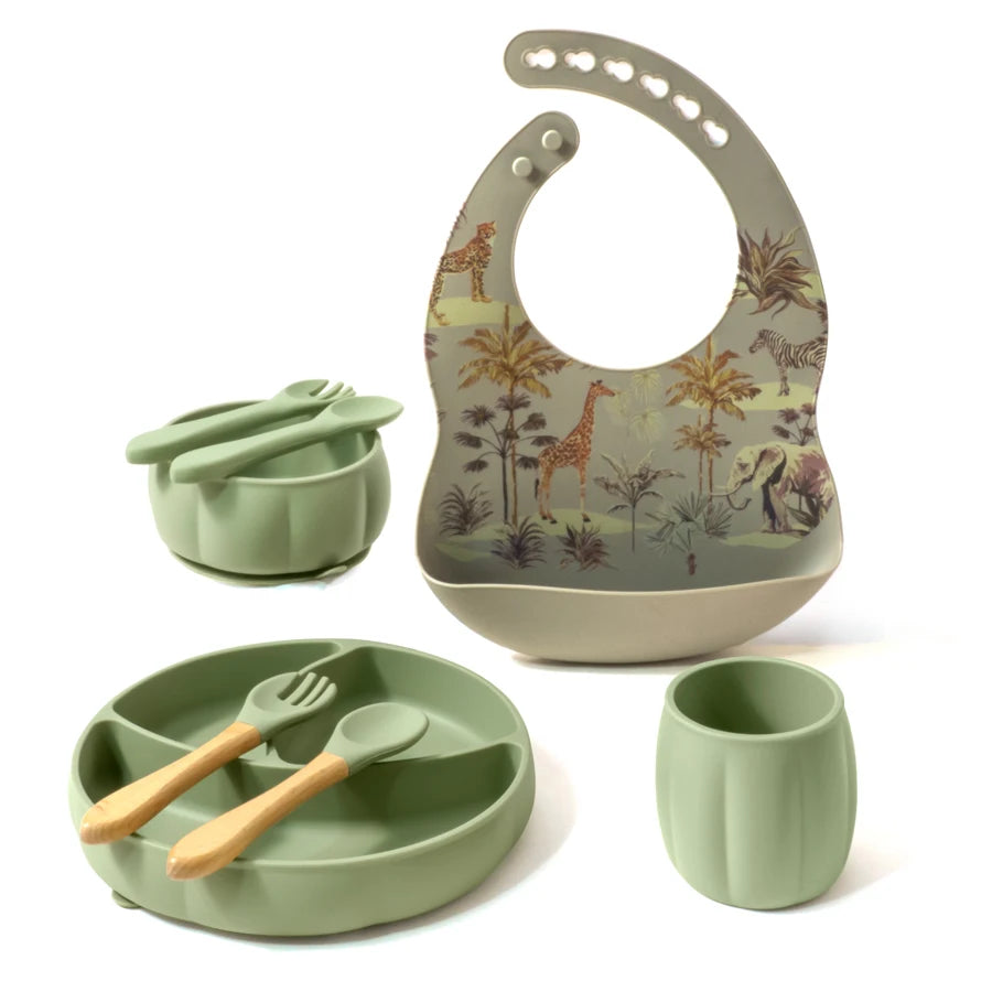 Custom Name 8PC Kids Silicone Tableware Set