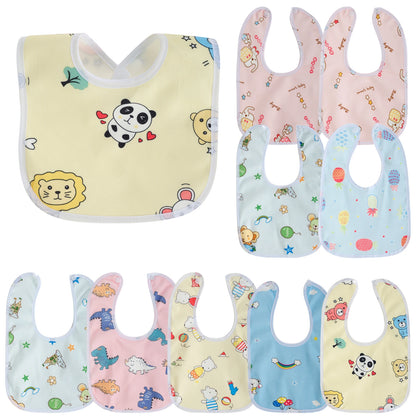 10-Pack Cotton Baby Bibs | Soft & Breathable Teething Set for Unisex