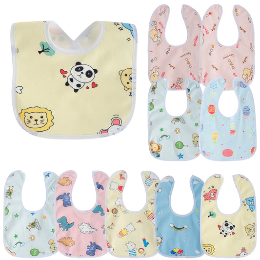 10-Pack Cotton Baby Bibs | Soft & Breathable Teething Set for Unisex