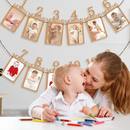 Baby First Birthday Banner – 1–12 Month Photo Growth Record