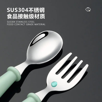 Kids' Fun Stainless Steel Feeding Utensils (Spoon & Fork)