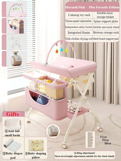Space-Saving Folding Changing Table & Storage Center