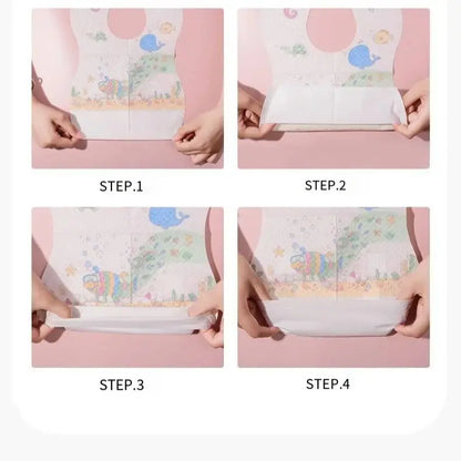 50-Pack Disposable Baby Bibs | Waterproof Cartoon Bear Travel Set