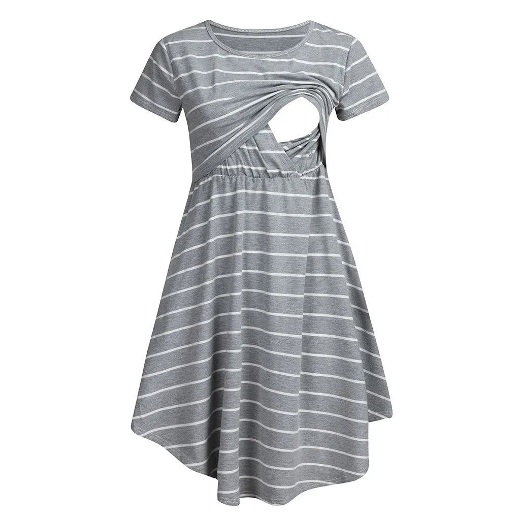 Striped Dress For Breastfeeding