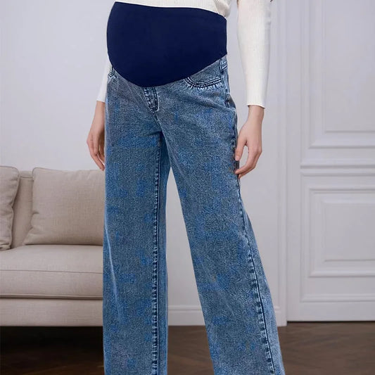 Slimming Belly-Support Maternity Denim Pants