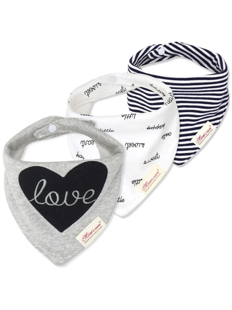 Comfy & Adjustable 3-Pack Cotton Baby Feeding Bibs