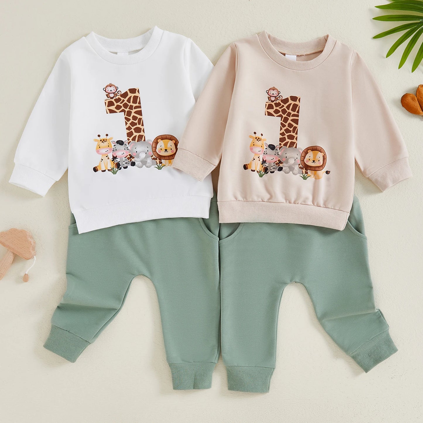 Cute Infant Long-Sleeve Sweatshirt & Bottoms Set