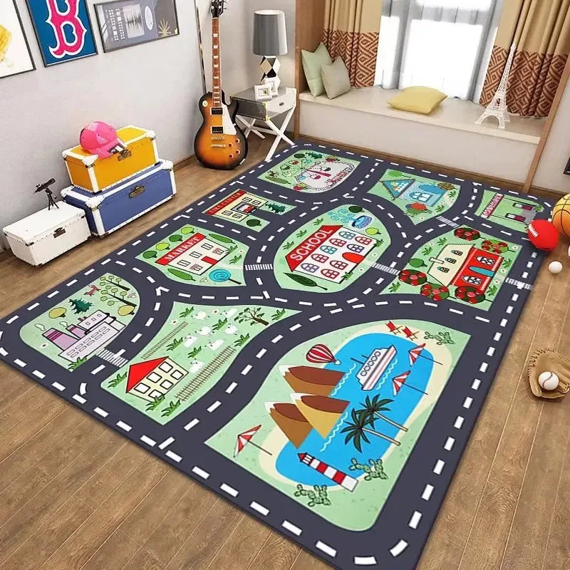 Anti-Fall & Anti-Slip Baby Crawling Mat with City Map Design