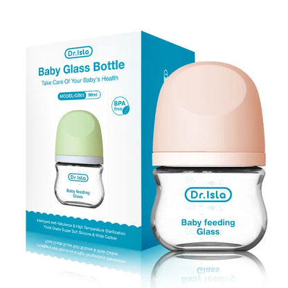 Infant Glass Baby Bottles (Anti-Colic, Two Sizes)