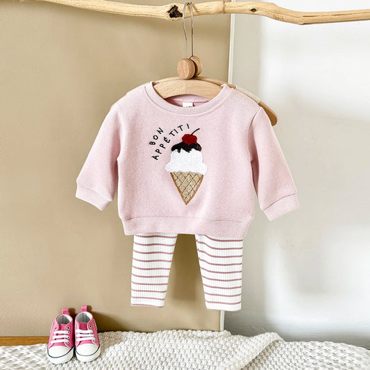2-Piece Toddler Girls’ Pink Sweatsuit | Long Sleeve Autumn Set