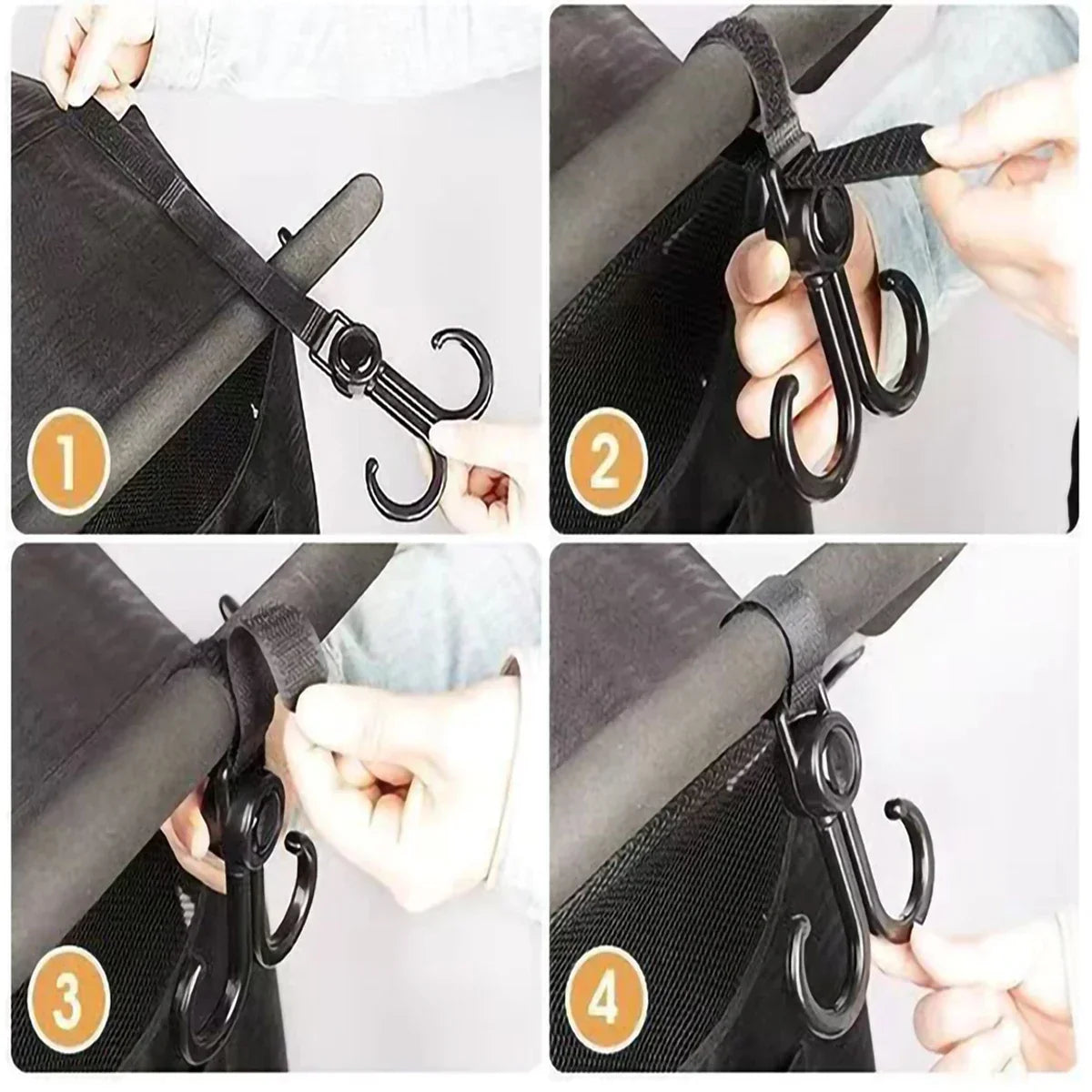 2pcs Baby Stroller Hook Rotatable Two Hooks Multifunctional Portable Plastic Hook Shopping Prop Strollers Accessories