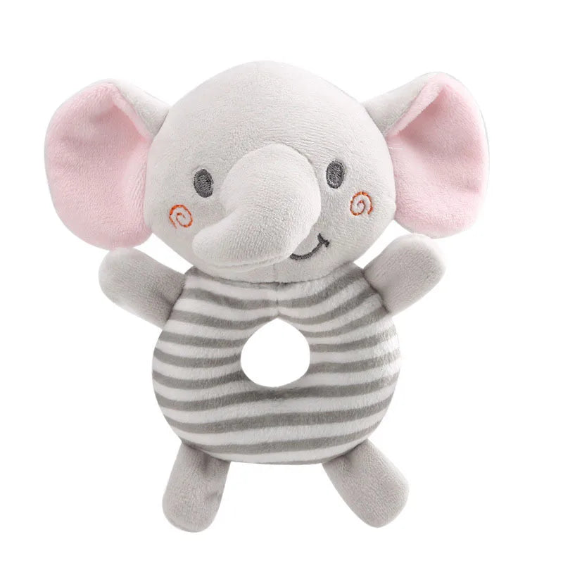 Plush Cartoon Animal Baby Rattle & Hand Ring Toy (0-24 Months)