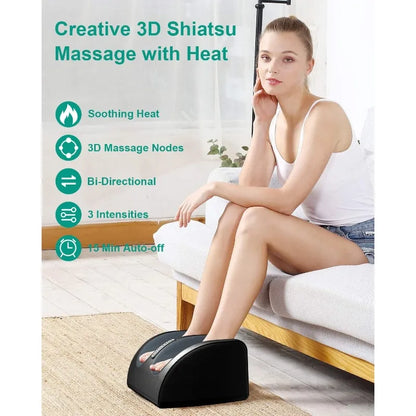2-in-1 Shiatsu Foot & Calf Massager with Heat | Deep Tissue Roller Set