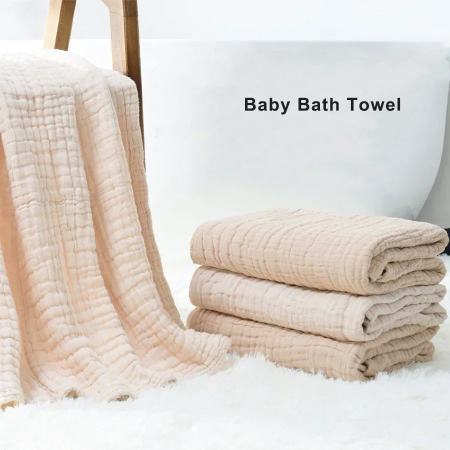 Soft 6-Layer Muslin Baby Bath Towel & Swaddle Wrap