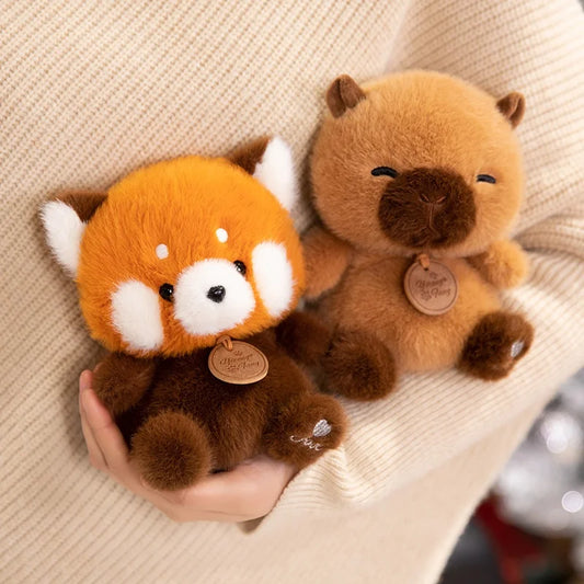 Cute Sitting Animal Plush Dolls: Red Panda, Fox, Sloth & More