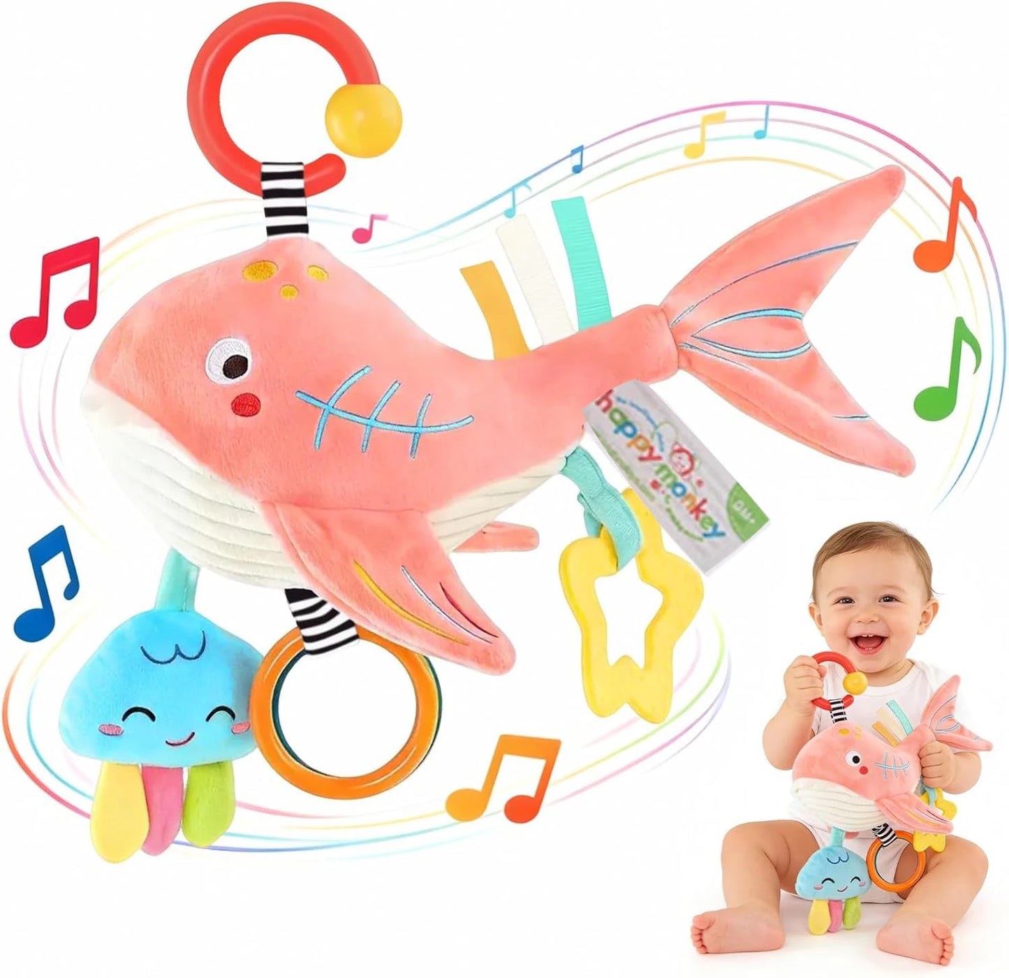 Baby Car Seat Toy Whale, Sensory Toy (0–6 Months)