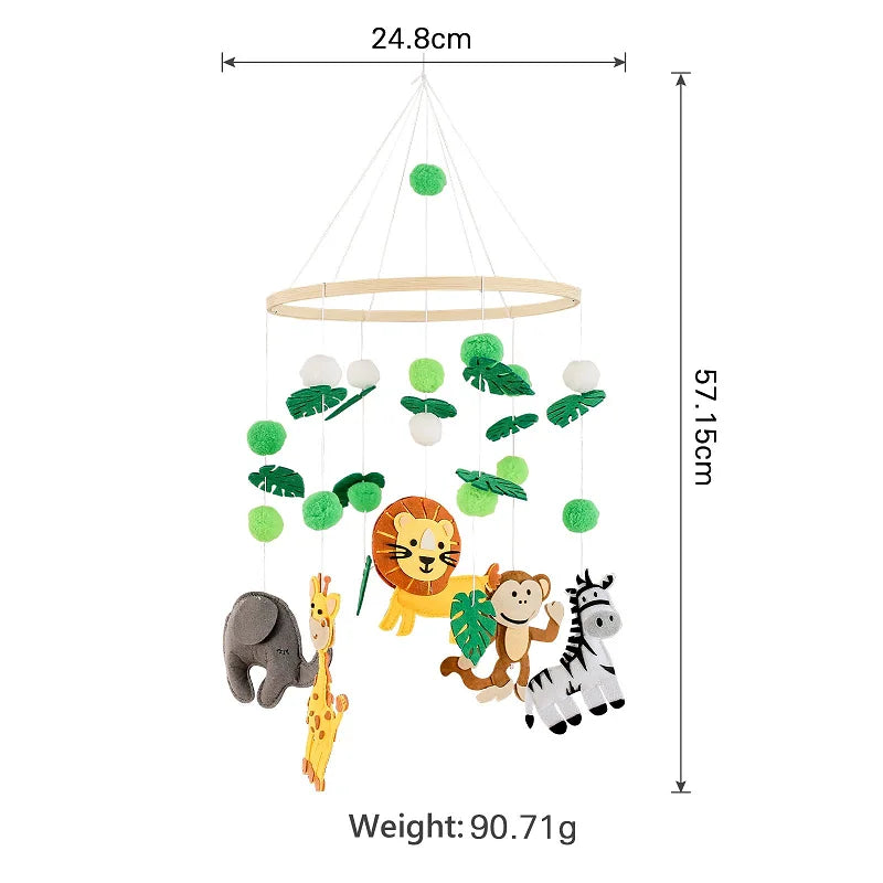 Soft Felt & Wooden Animal Baby Crib Mobile with Music