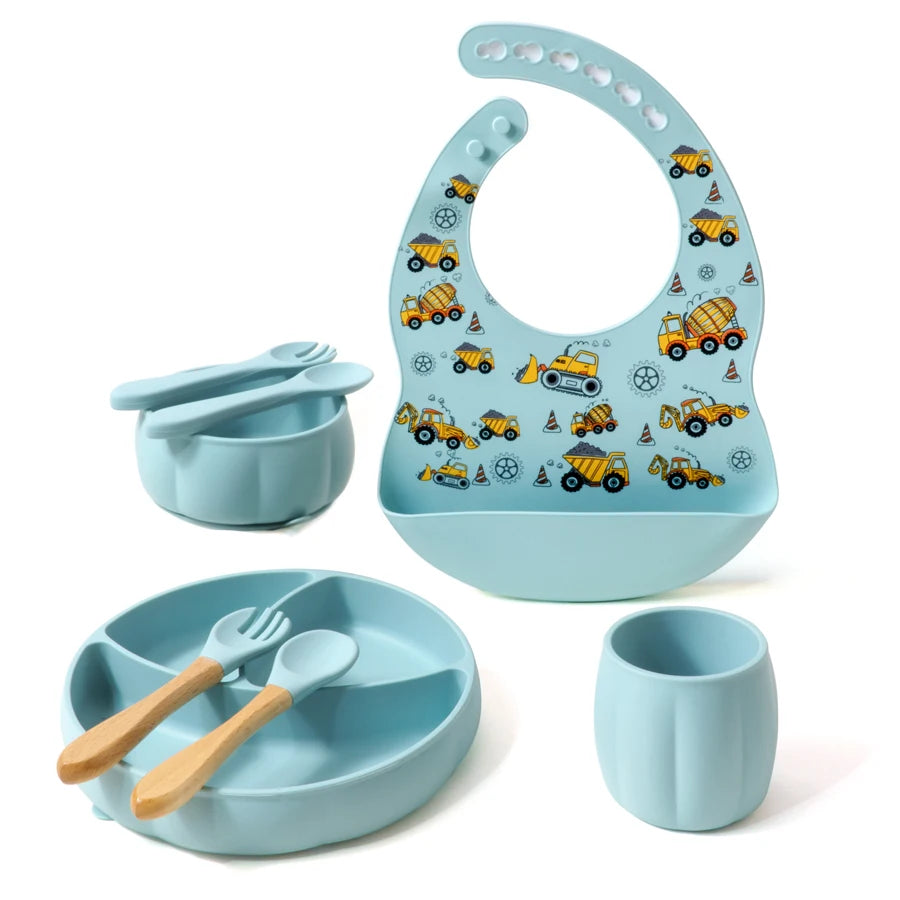 Custom Name 8PC Kids Silicone Tableware Set