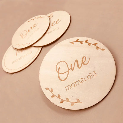 Handmade Wooden Milestone Cards & Newborn Photo Props Set