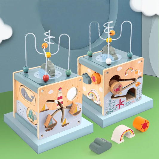 Montessori 5-in-1 Wooden Activity Cube (6-12M+)