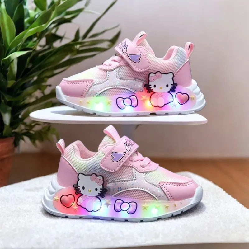 Kids' Light-Up Cartoon Mesh Shoes (Pink/Purple)