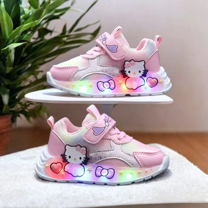 Kids' Light-Up Cartoon Mesh Shoes (Pink/Purple)