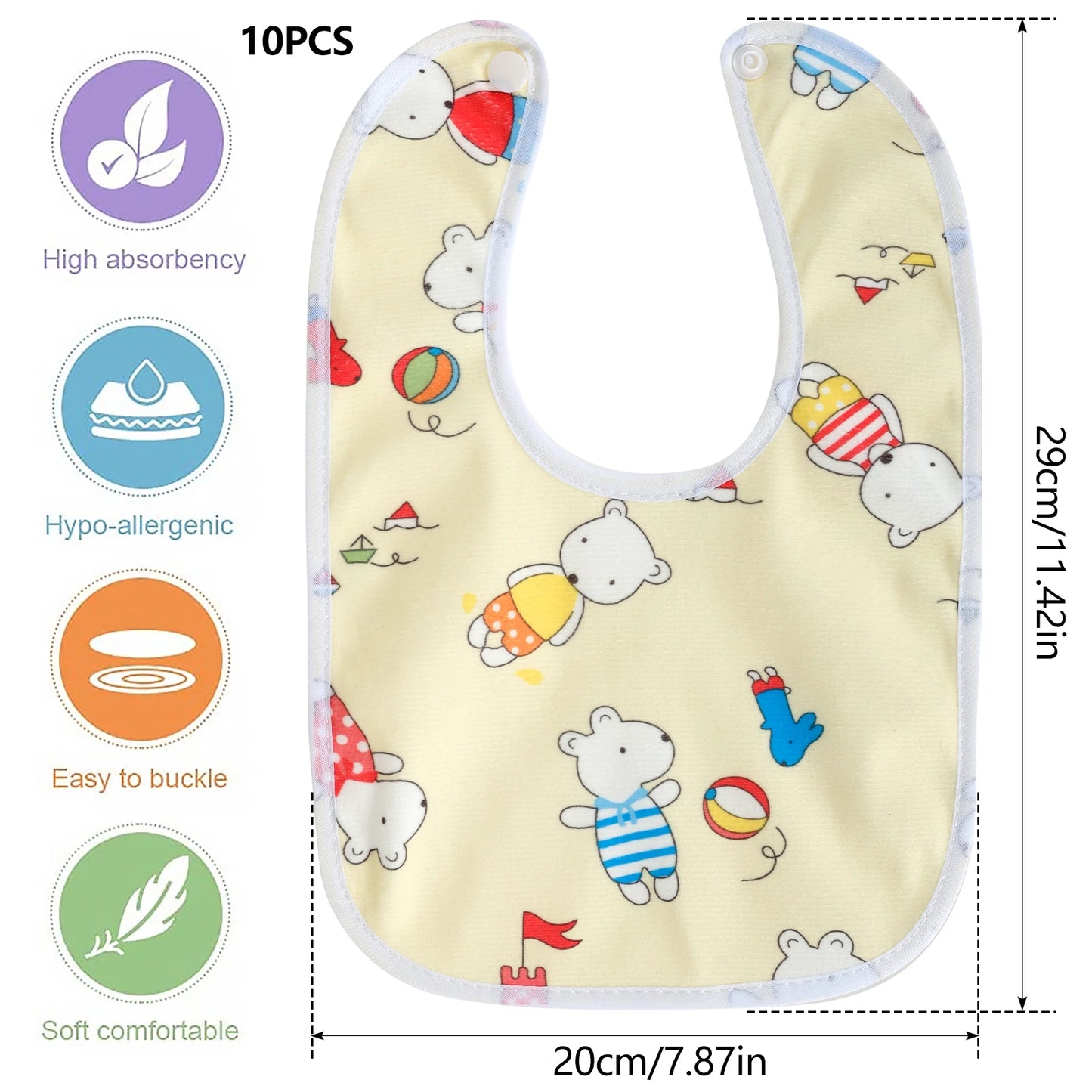 10-Pack Cotton Baby Bibs | Soft & Breathable Teething Set for Unisex