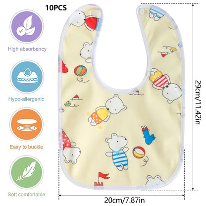 10-Pack Cotton Baby Bibs | Soft & Breathable Teething Set for Unisex