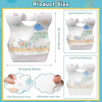 100-Pack Disposable Baby Bibs | Individually Wrapped for Travel