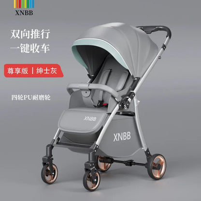 New One-Button Folding Stroller with Shock Absorption