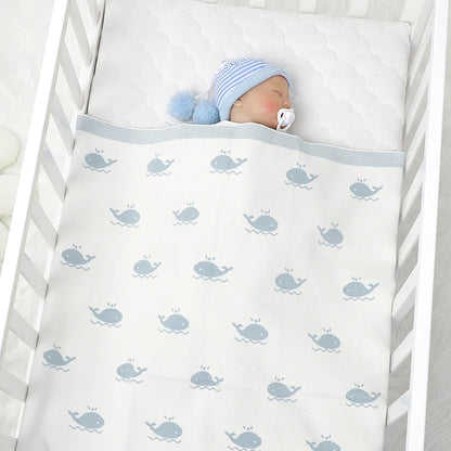 Super Soft Knitted Whale Baby Blanket & Swaddle (90x70cm)