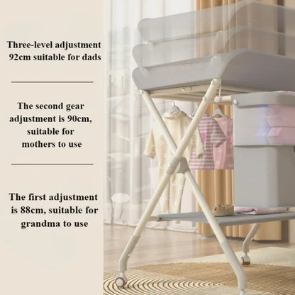 Space-Saving Folding Changing Table & Storage Center
