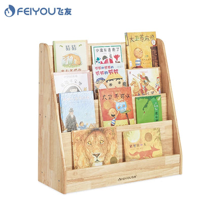 Modern Preschool Wooden Book Display & Cabinet