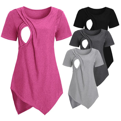 Casual Short Sleeve Nursing & Breastfeeding Top