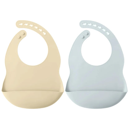 2-Pack Waterproof Silicone Baby Bibs | Easy-Clean Infant Feeding Set