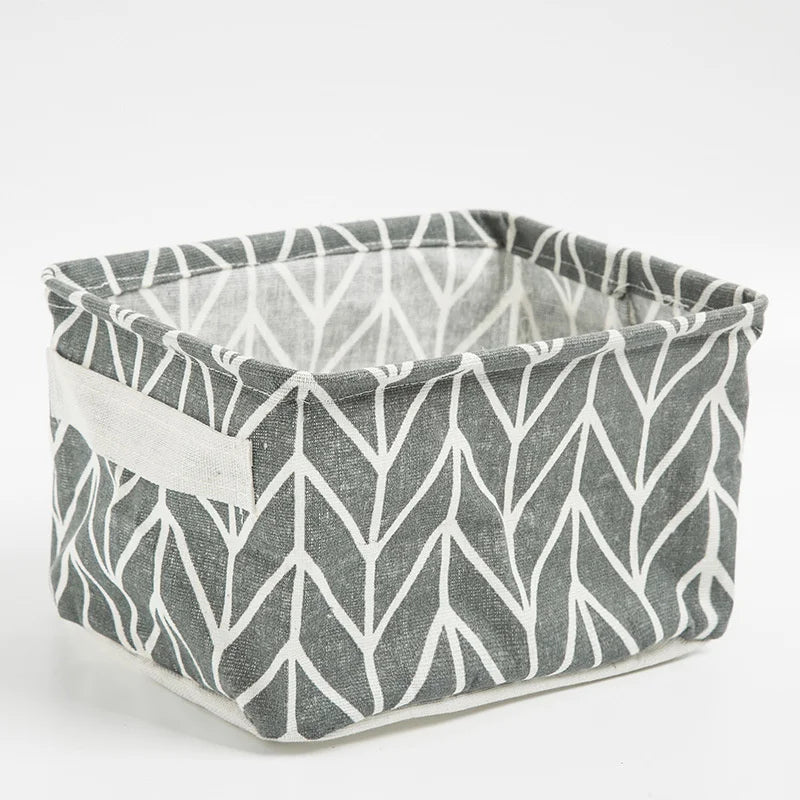 Foldable Cotton Linen Mini Storage Basket