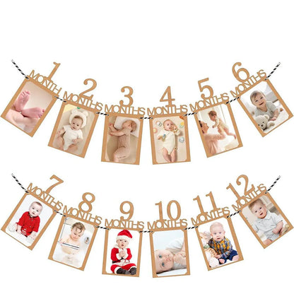 Baby First Birthday Banner – 1–12 Month Photo Growth Record