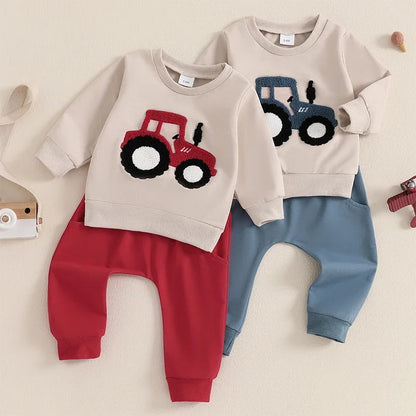 2pc Tractor Sweatshirt & Pants Set for Baby Boy (0-3 Years)