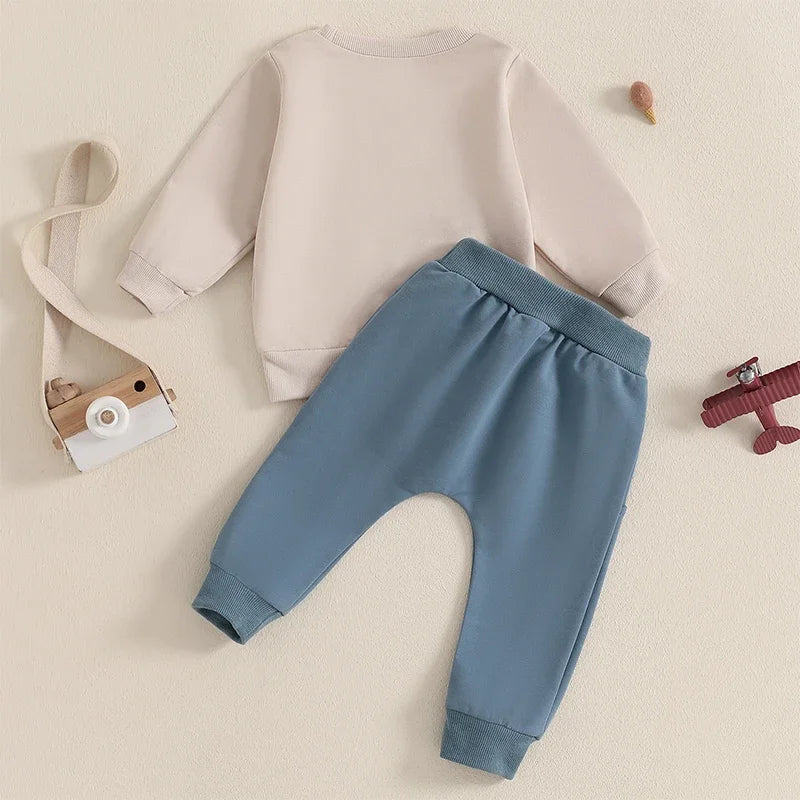 2pc Tractor Sweatshirt & Pants Set for Baby Boy (0-3 Years)