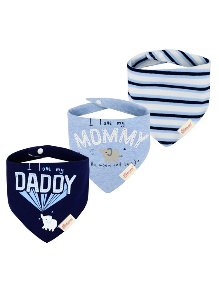 Comfy & Adjustable 3-Pack Cotton Baby Feeding Bibs