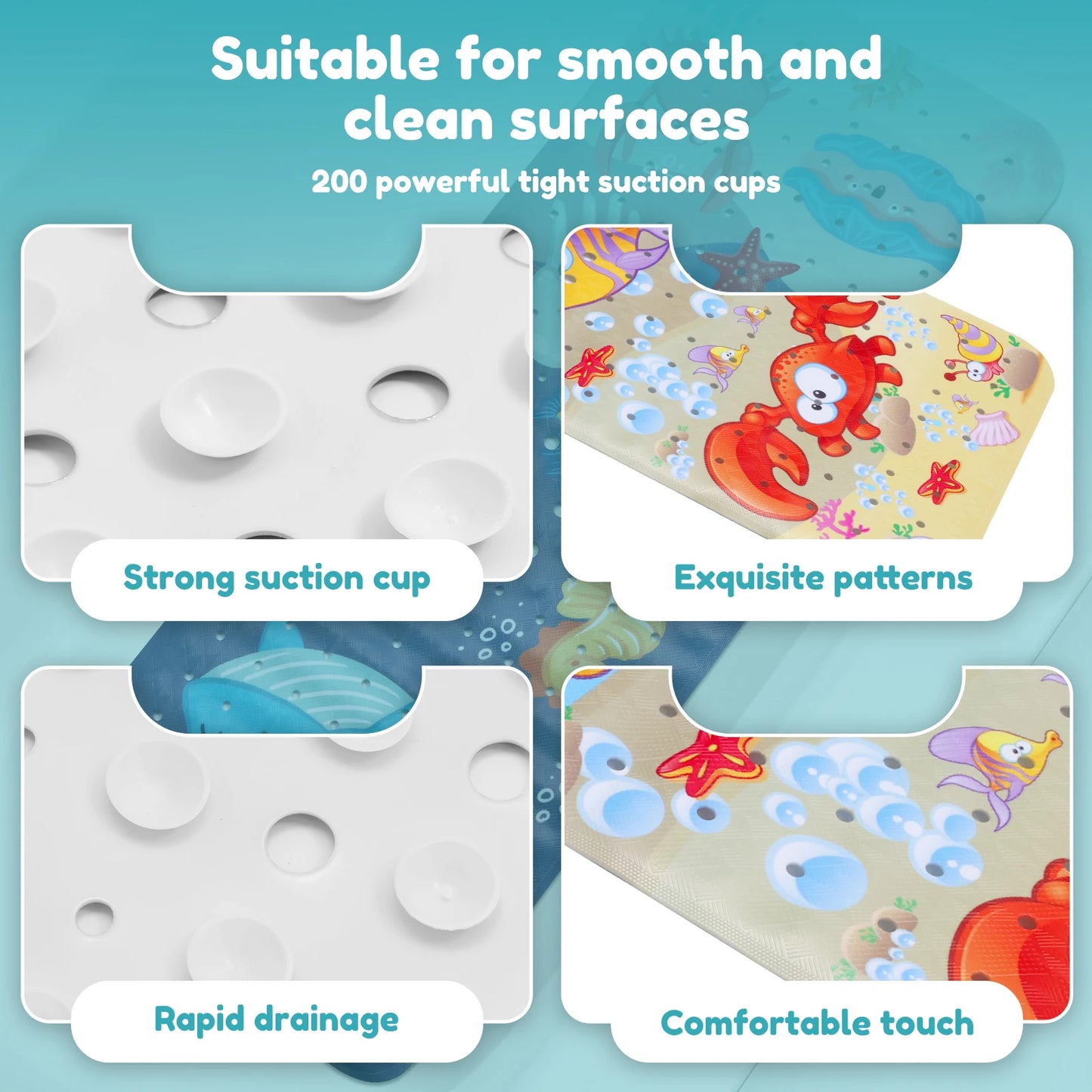 Non-Slip Cartoon Sea World Baby Bath Mat