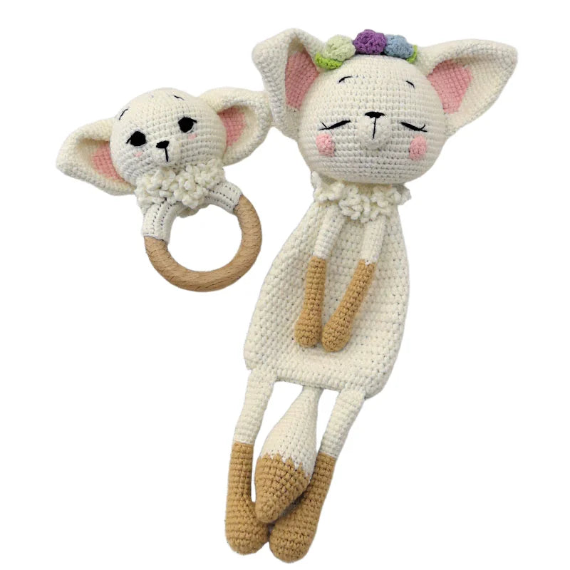 Knitted Lovely Animal Rattle Baby Comforter