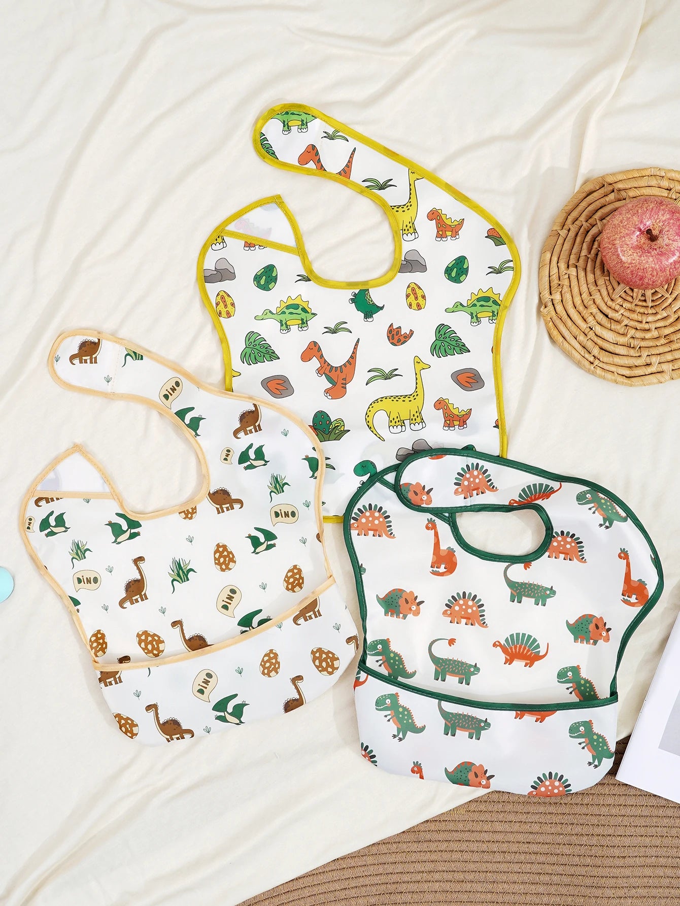 3-Pack SuperBib with Reversible Pocket | Waterproof 6–24M Feeding Set